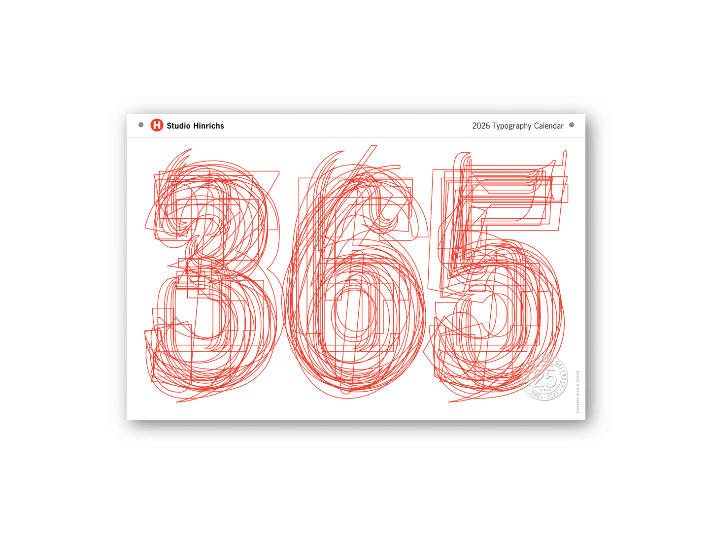 365 Typography Calendar 2026 small size