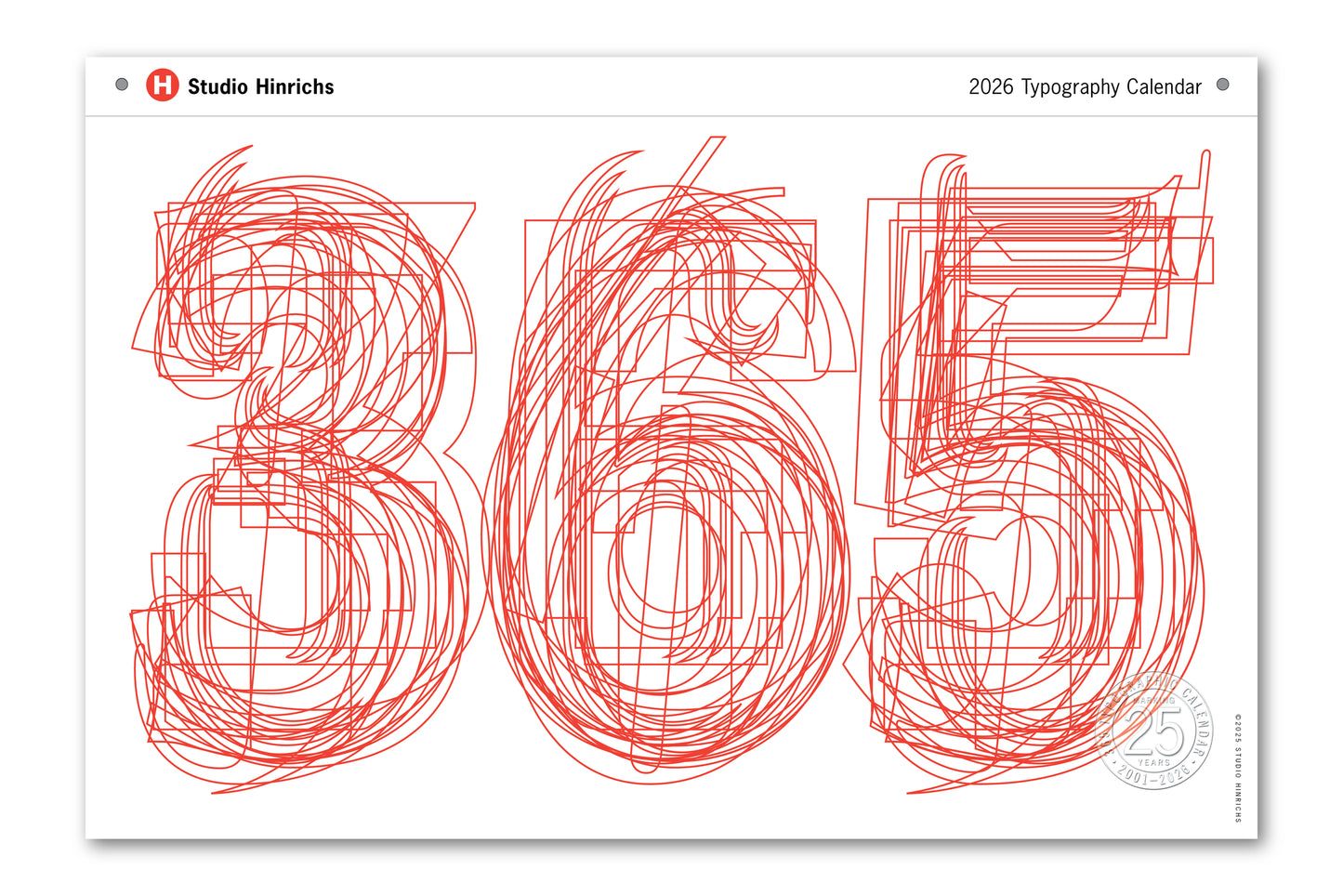 365 Typography Calendar 2026 small size
