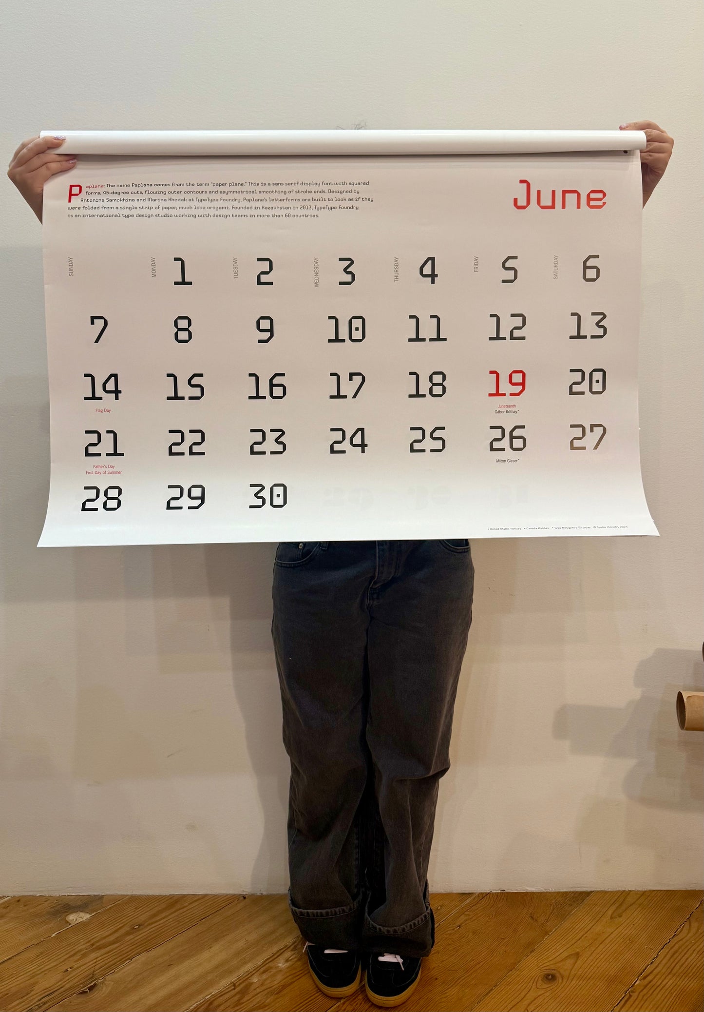 365 Typography Calendar 2026 large size