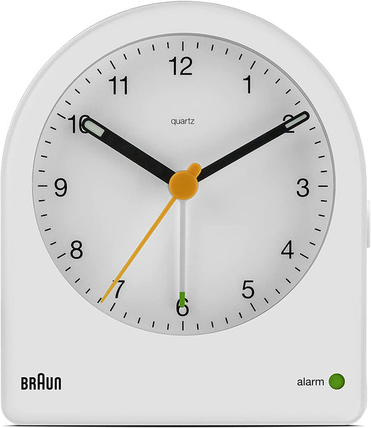 Braun Analog Alarm Clock, with Backlight, White