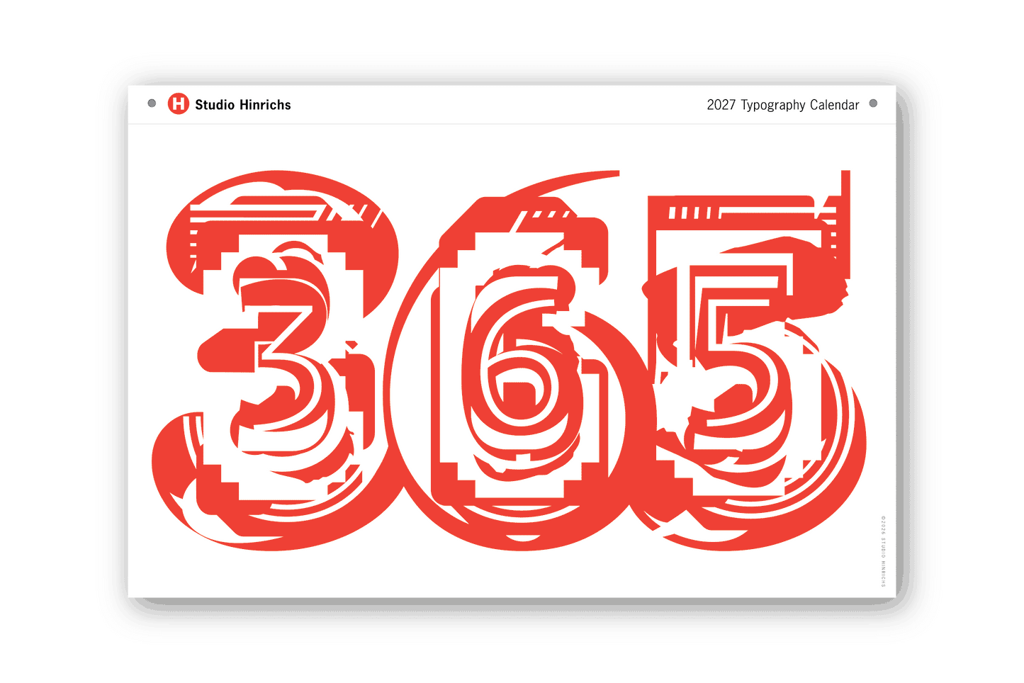 365 Typography Calendar 2027 (Large or Small)