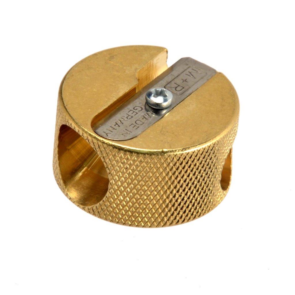 M+R Brass Circular Two Hole Sharpener