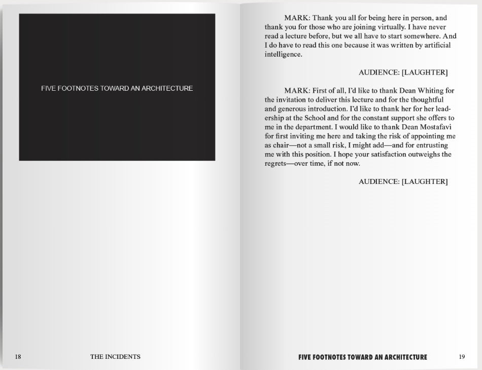 Mark Lee; Five Footnotes Toward an Architecture